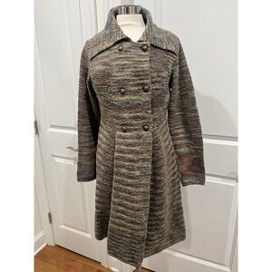 Peruvian Connection Alpaca Silk Mid Length Cardigan Women's L  Multicolor Button